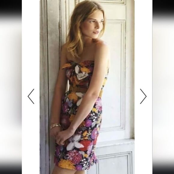 Moulinette Soeurs Purple Black Strapless Sheath Mini Dress - Picture 2 of 9